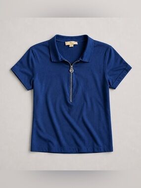 Michael Kors Royal Blue Short-Sleeve Zip Polo Tunic